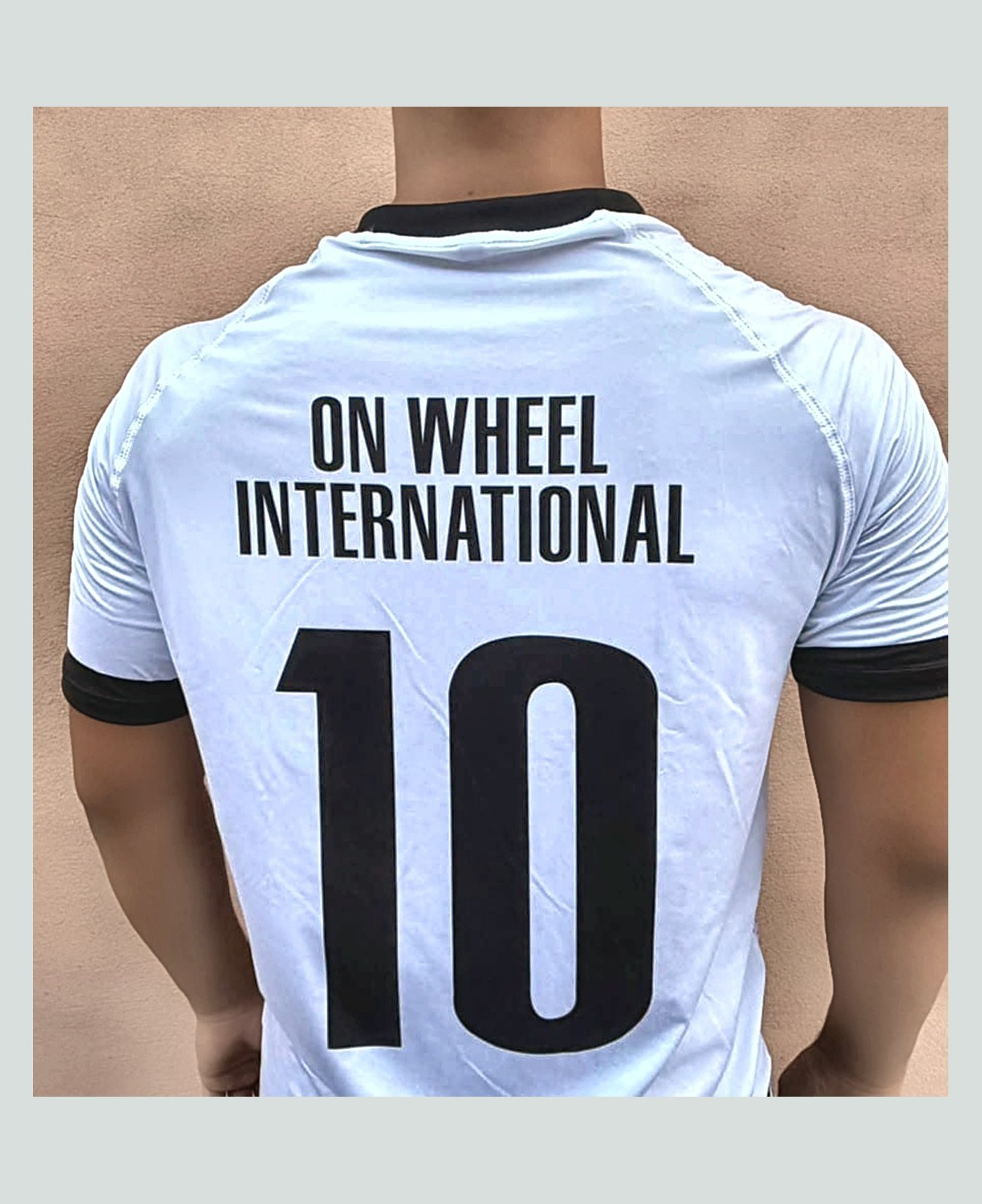 Custom match jersey, back — our own range — made and photographed in sialkot — On Wheel International, Sialkot