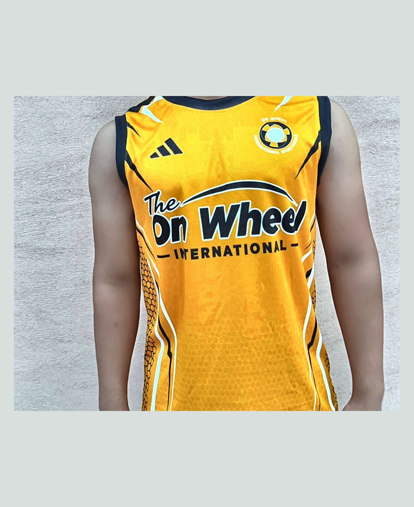 Custom match vest — our own range — made and photographed in sialkot — On Wheel International, Sialkot