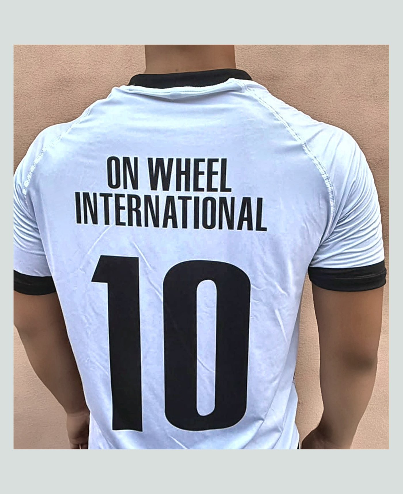Custom match jersey, back — our own range — made and photographed in sialkot — On Wheel International, Sialkot