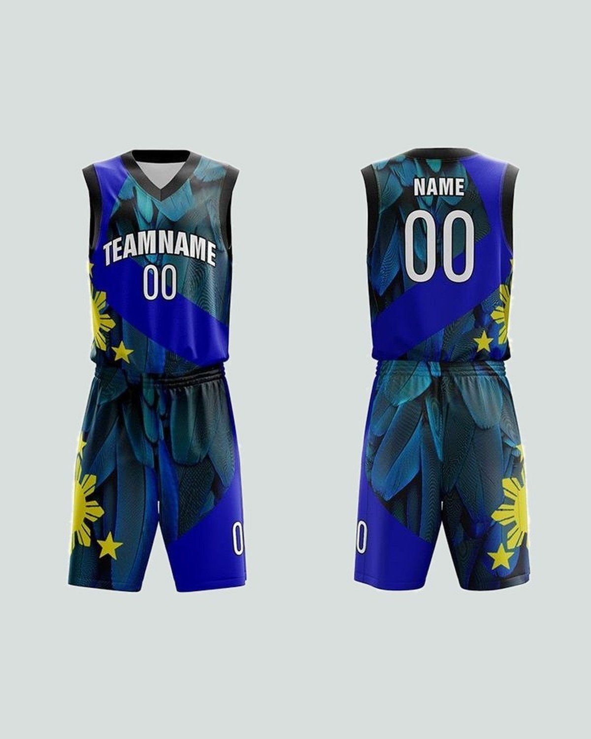 Vest & short set — Blue / teal, full sublimation — basketball kit by On Wheel International, Sialkot