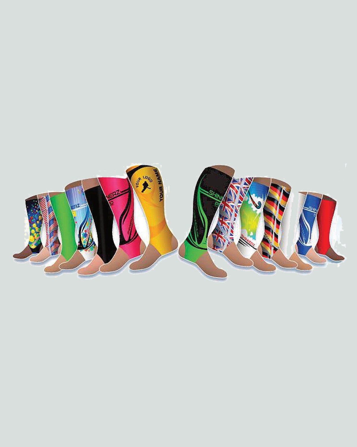 Custom socks & protection — socks, gum shields, head guards — On Wheel International, Sialkot